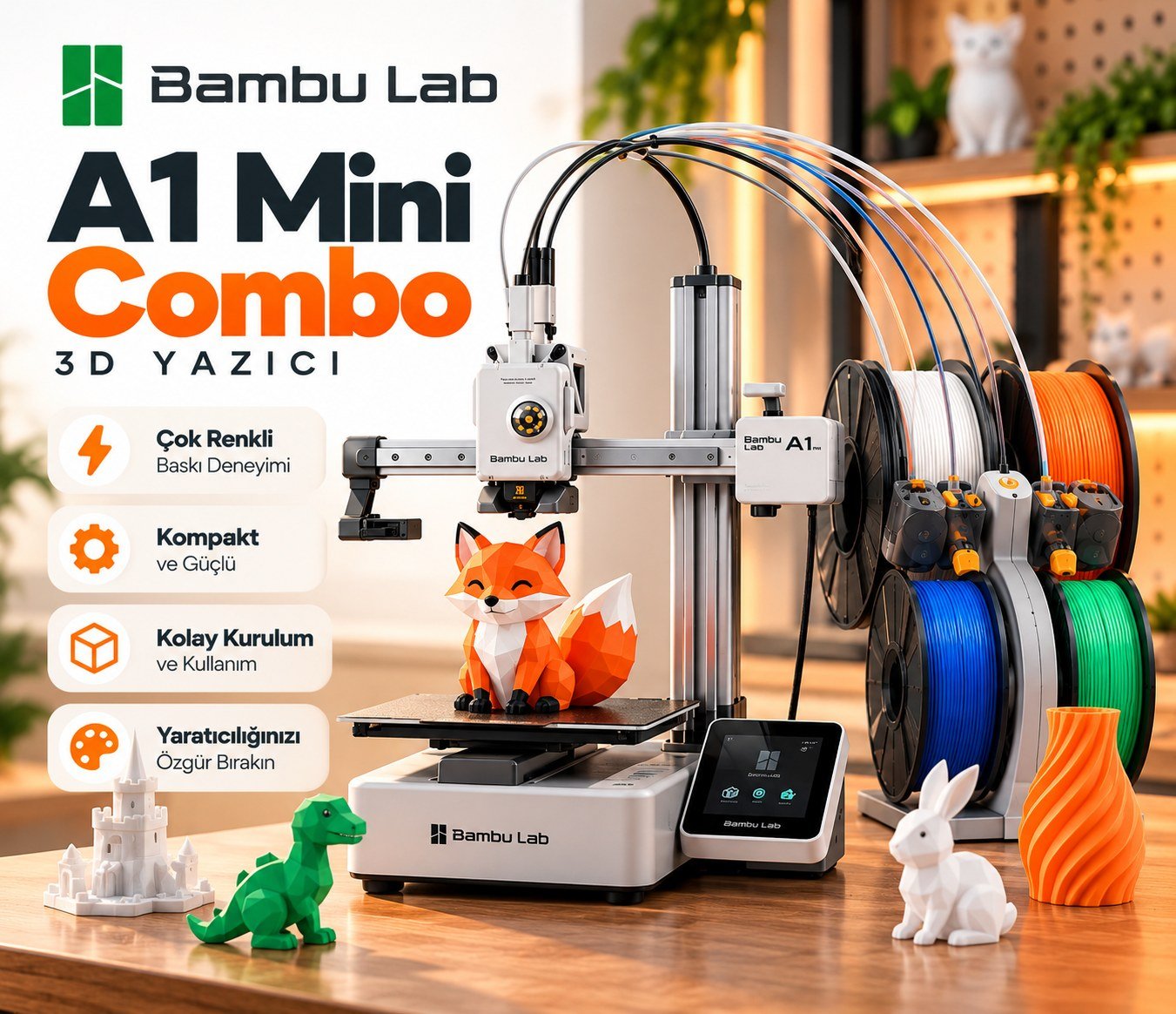 Bambu Lab A1 Mini Combo 3D Yazıcı